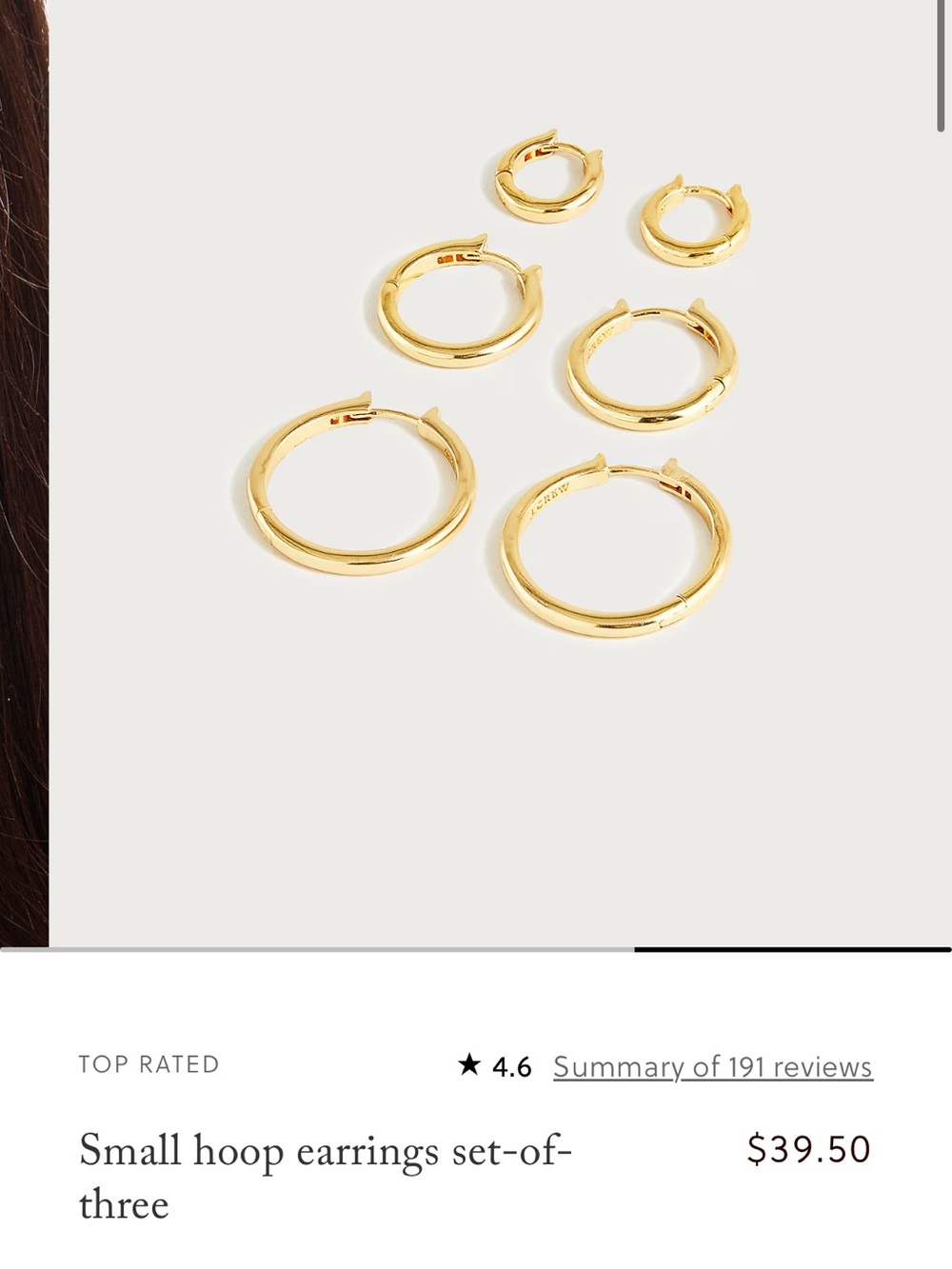 Jcrew Gold Small Hoop Earrings Set of Three